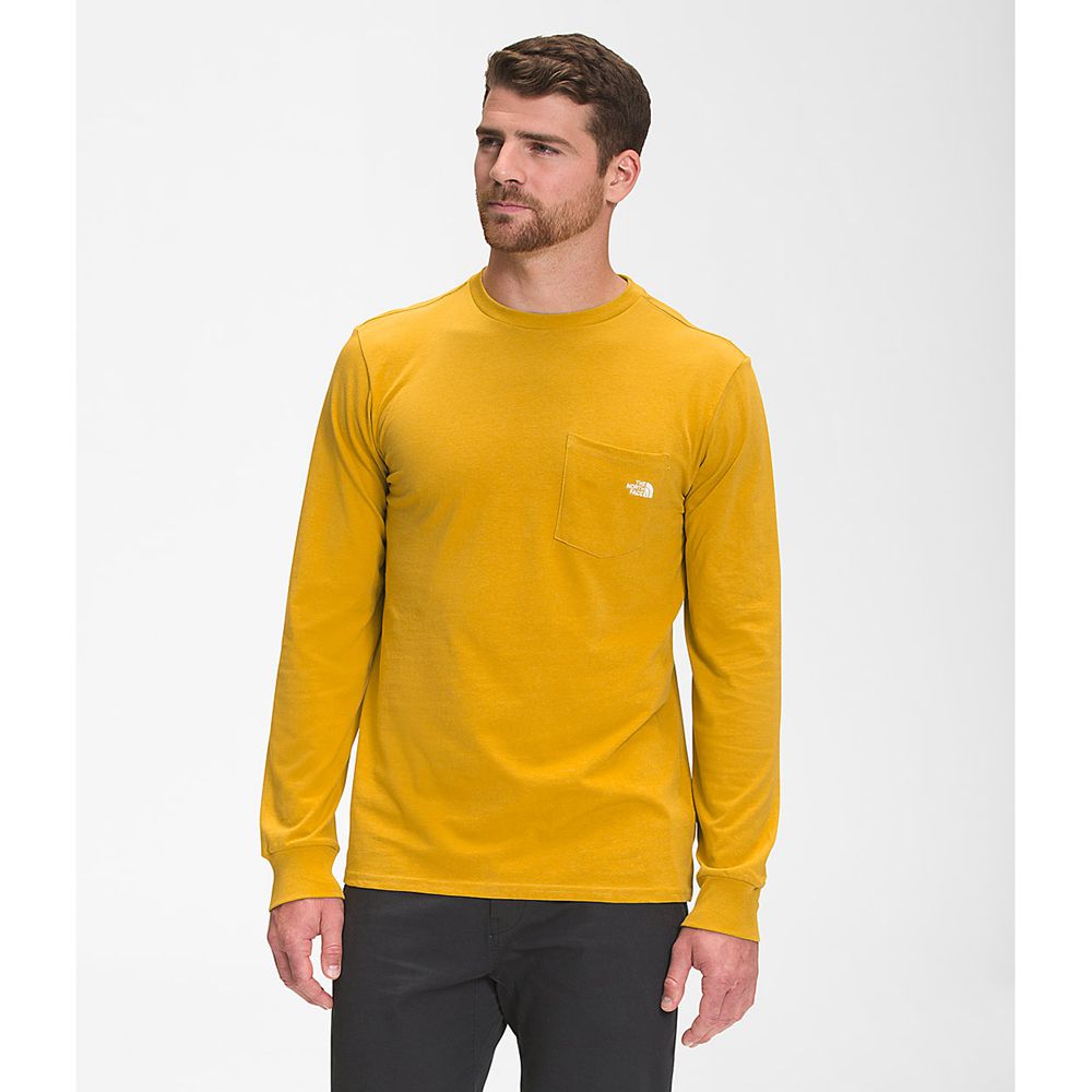 The North Face Long Sleeve Mens Australia - The North Face Long Sleeve Woodmont Pocket Yellow (XEO-4